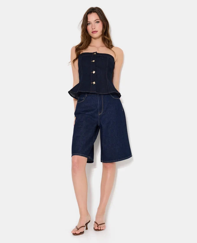 Top bustier en jean avec boutons