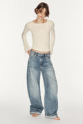 Jean baggy taille mi-haute