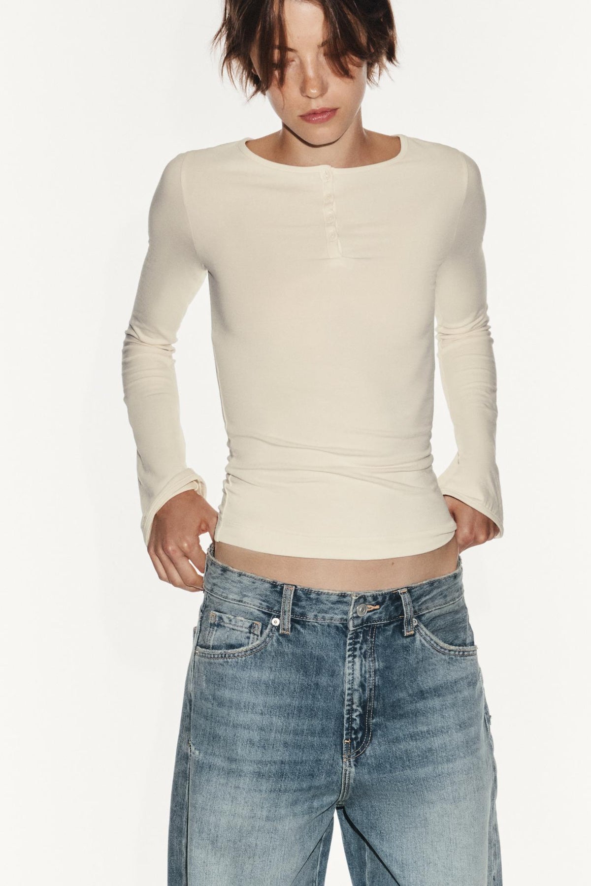 Jean baggy taille mi-haute
