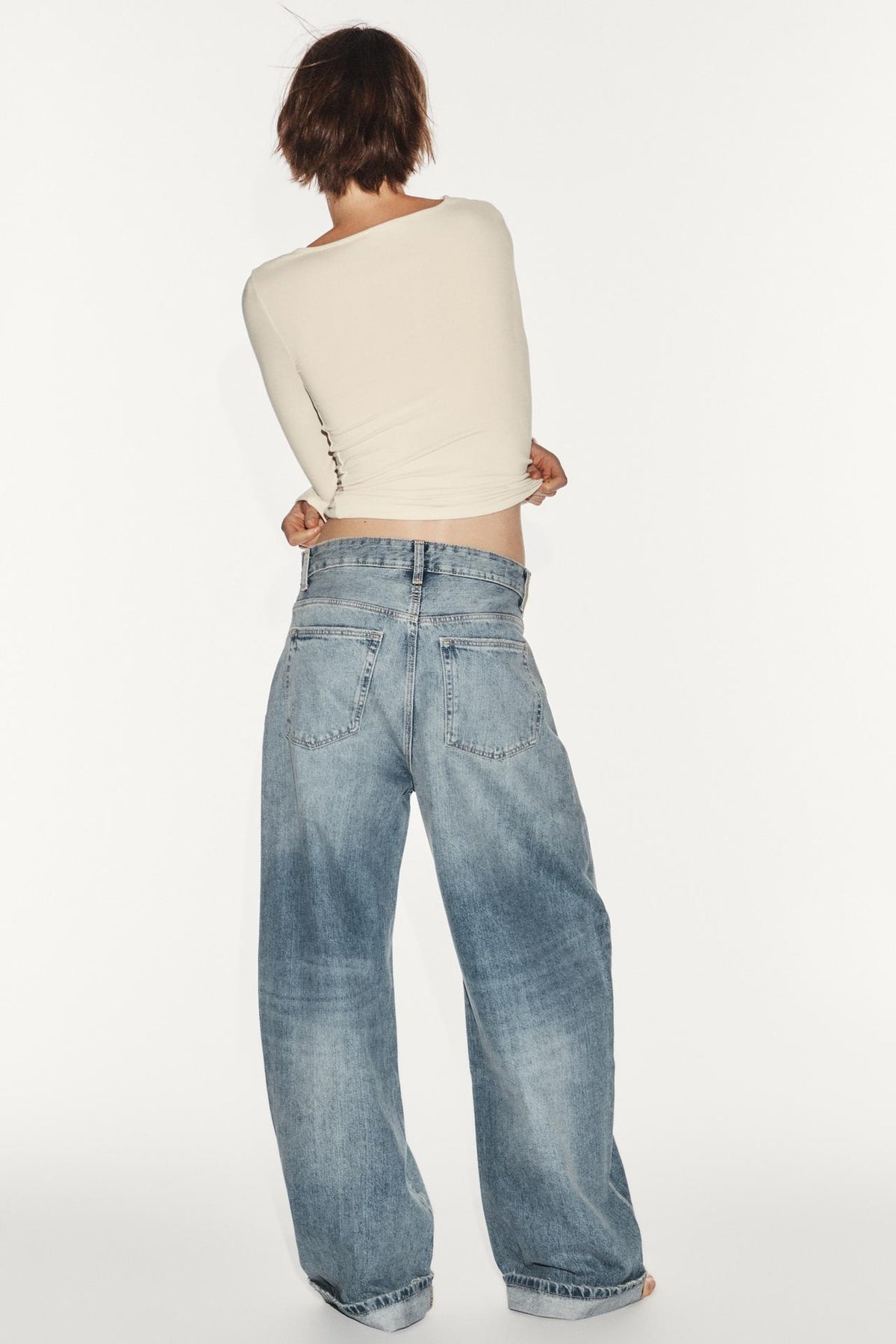 Jean baggy taille mi-haute