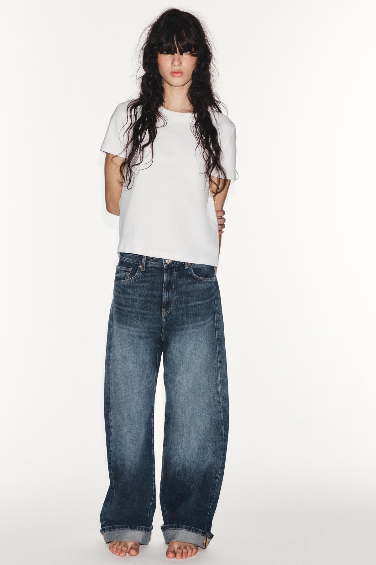 Jean baggy taille mi-haute