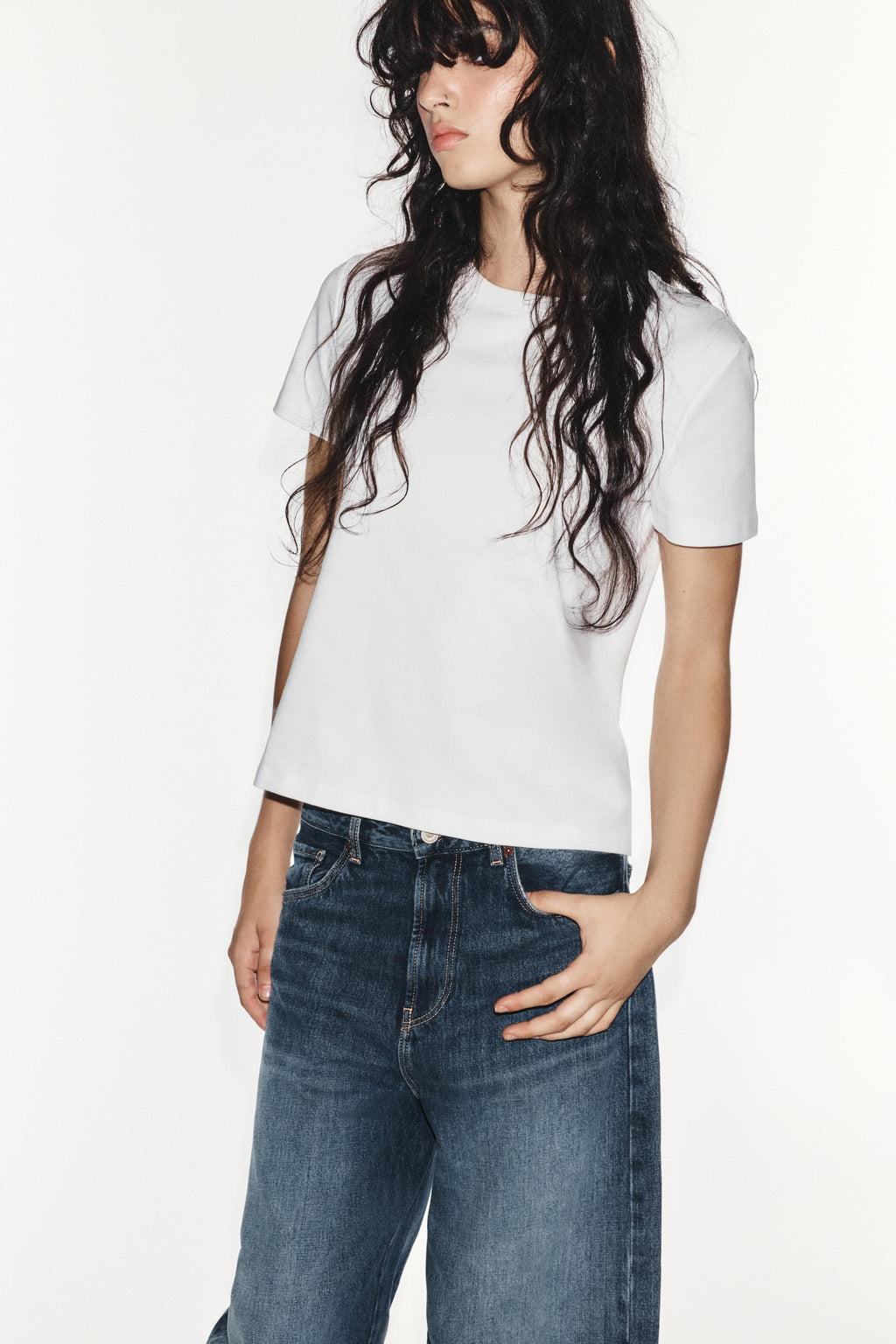 Jean baggy taille mi-haute