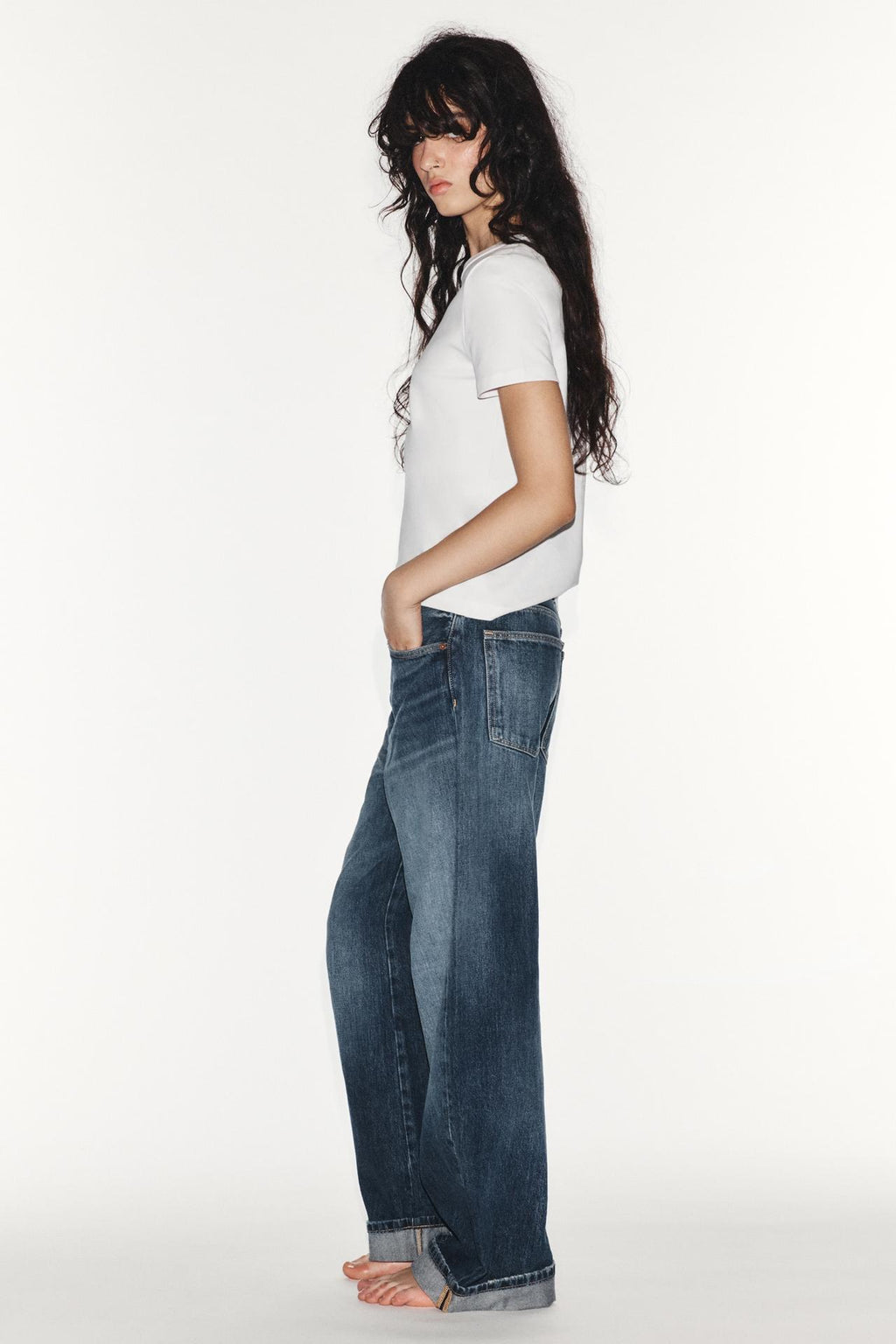 Jean baggy taille mi-haute