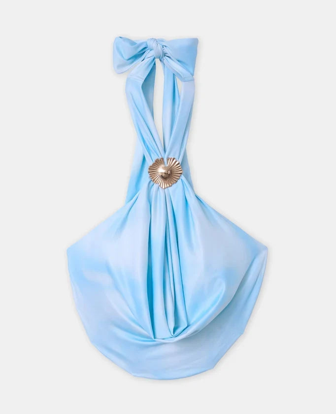 Top dos-nu avec encolure bénitier avec bijou