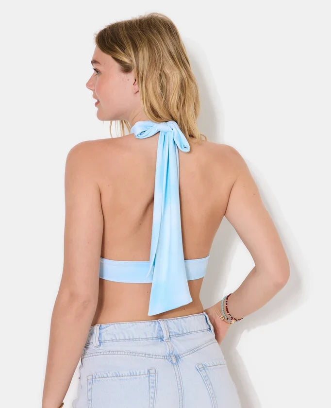 Top dos-nu avec encolure bénitier avec bijou