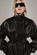 Blouson en matière synthétique avec ceinture